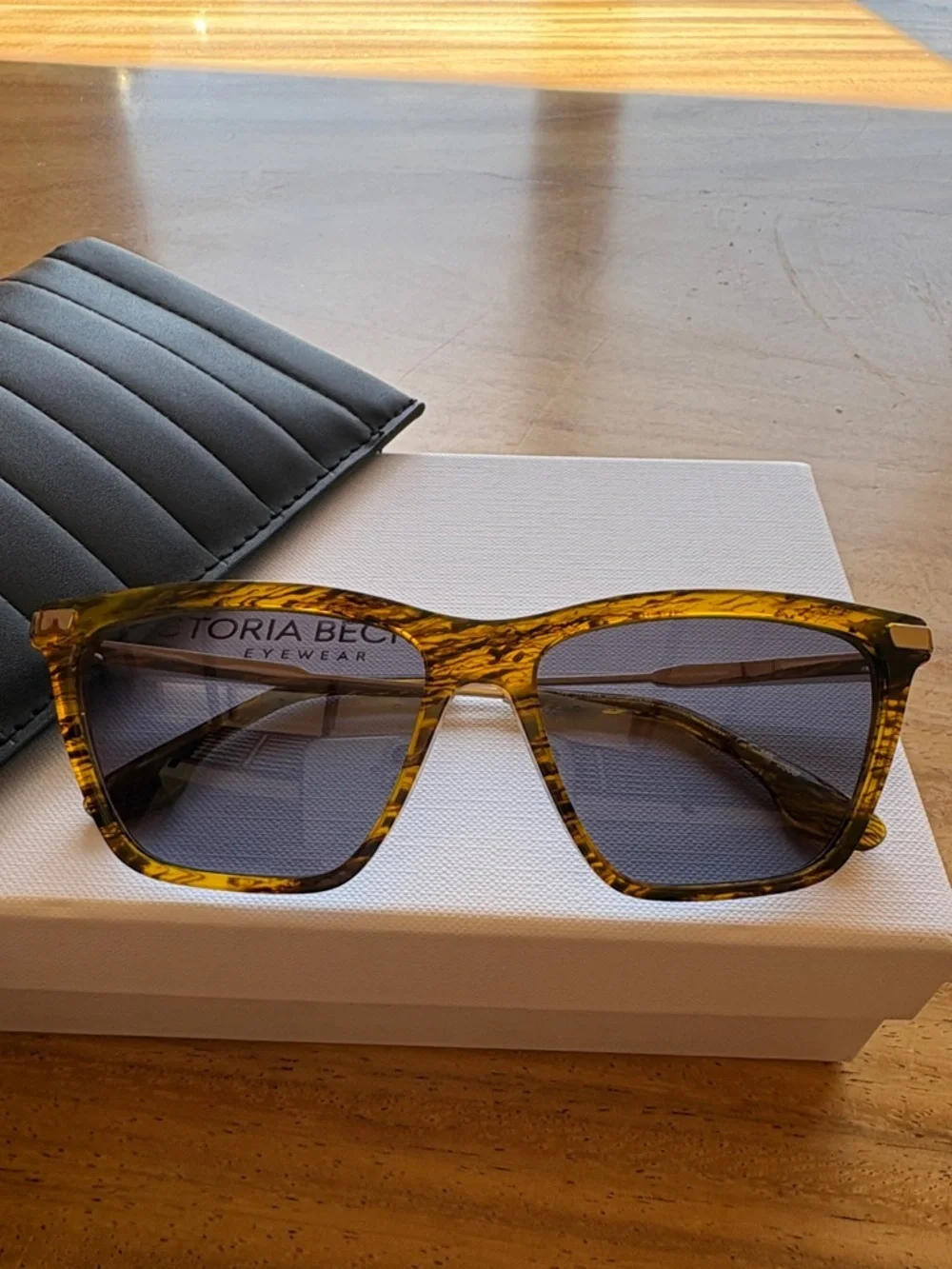 Victoria Beckham Tortoiseshell Cat-Eye Sunglasses with Blue Lenses